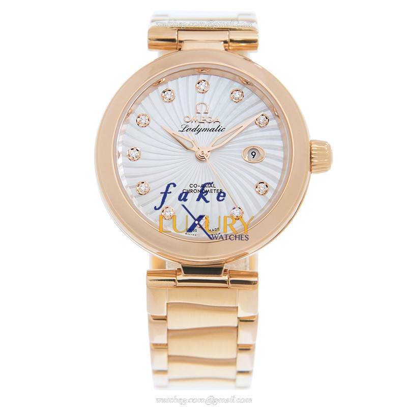 425.60.34.20.55.001 - Omega De Ville Replica Watch - 18kt Rose Gold Automatic - White Mother of - Image 2