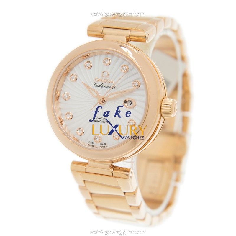 425.60.34.20.55.001 - Omega De Ville Replica Watch - 18kt Rose Gold Automatic - White Mother of - Image 3