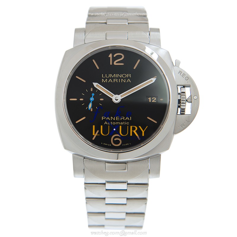 Panerai PAM00722 LUMINOR Automatic Stainless Steel Replica Watch - Black Dial, Silver Strap - Image 2