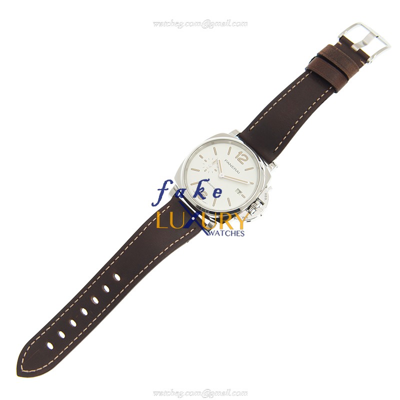 Panerai PAM01046 Luminor Due 42mm Automatic Steel White Dial Brown Cowhide Strap Replica Watch - Image 2