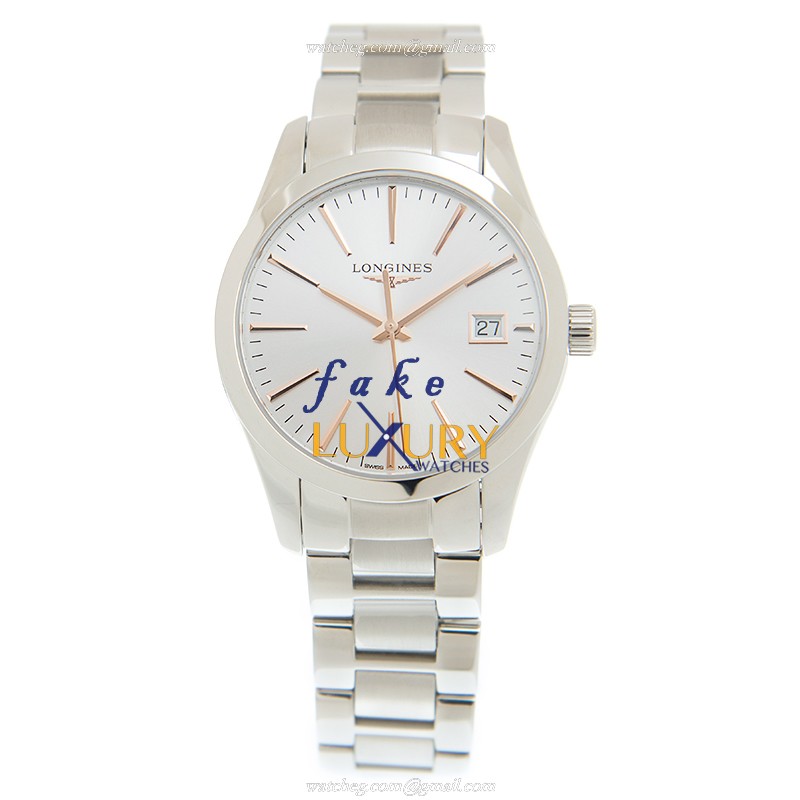 Longines L2.386.4.72.6 Conquest Classic Replica Watch Quartz White Dial Steel Bracelet 34mm - Image 2