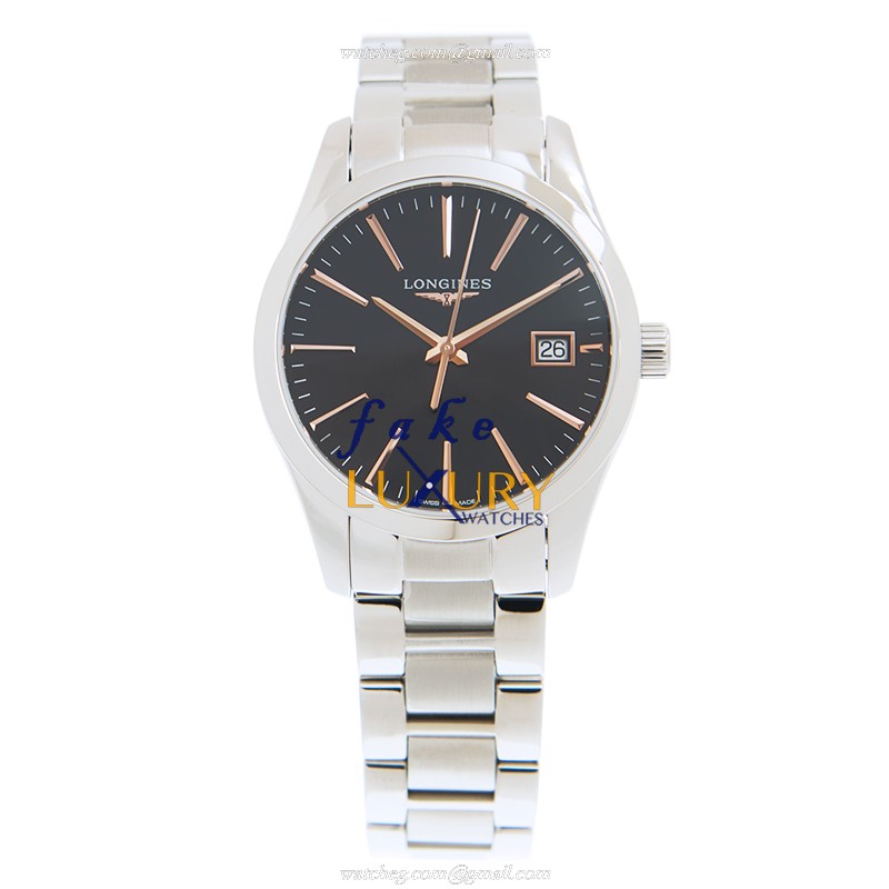 Longines L2.386.4.52.6 CONQUEST CLASSIC Quartz Stainless Steel Replica Watch - Ladies - Black Dial - Image 2