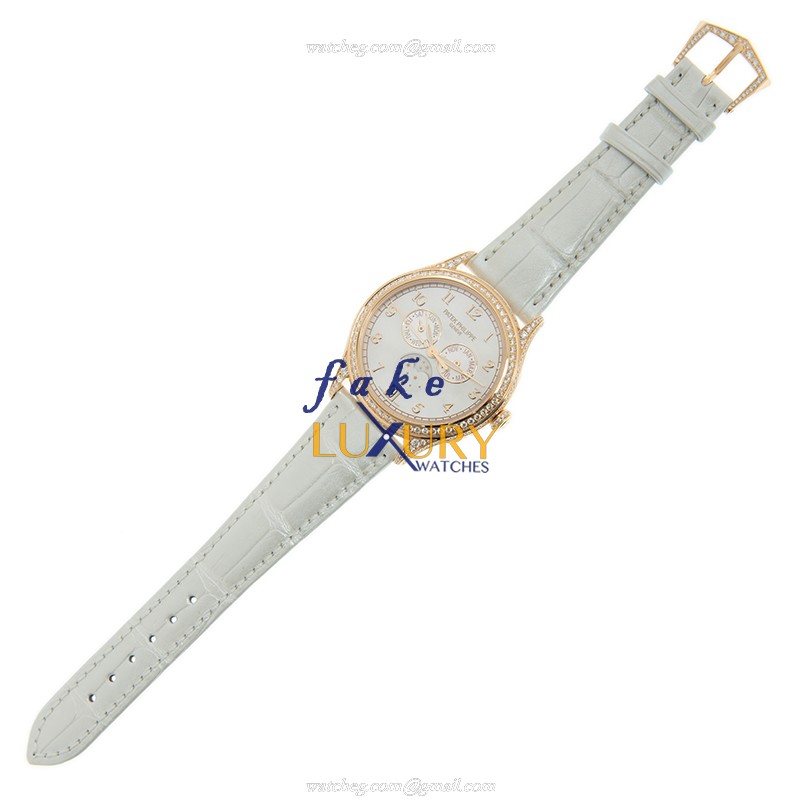 Patek Philippe 4948R-001 Replica Watch With 18kt Rose Gold Case, Diamonds, White Mother of Pearl - Image 2