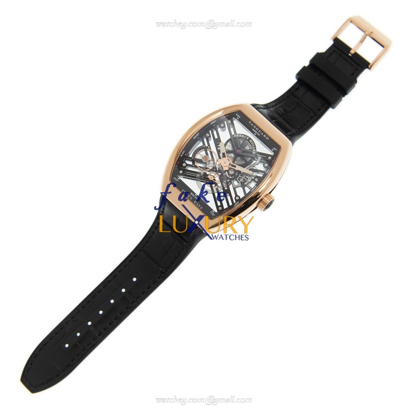 Franck Muller V 45 S6 SQT MVT 5N.NR Automatic 18kt Rose Gold & Diamond Replica Watch 44mm Black - Image 2