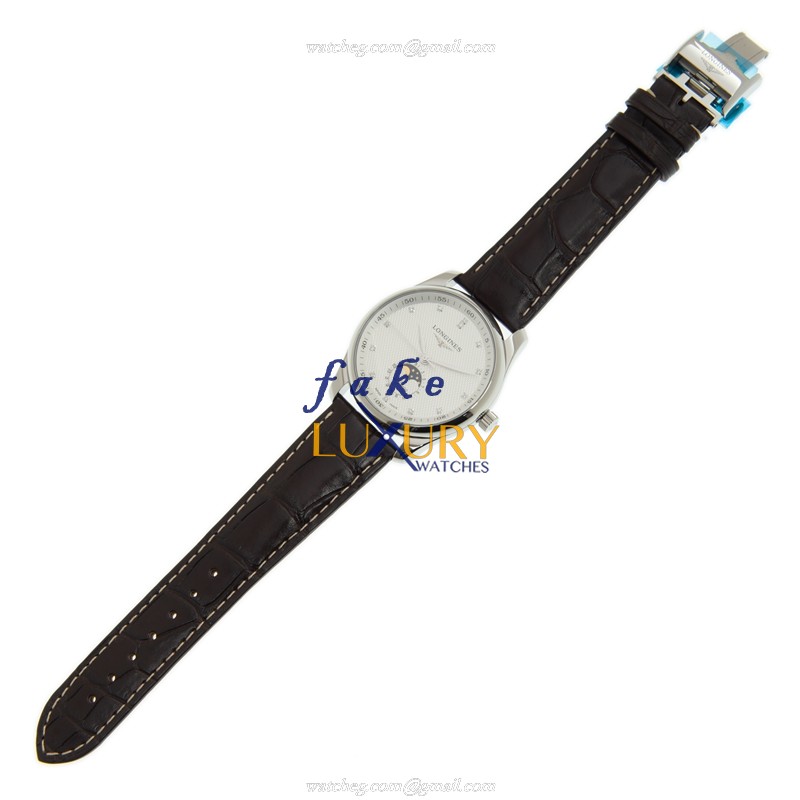 Longines Master L2.909.4.77.3 Automatic White Dial Brown Leather Strap Stainless Steel Replica Watch - Image 2