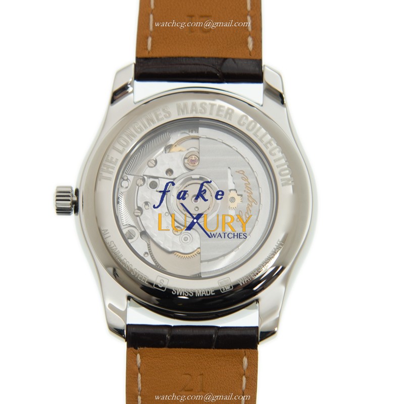 Longines Master L2.909.4.77.3 Automatic White Dial Brown Leather Strap Stainless Steel Replica Watch - Image 3