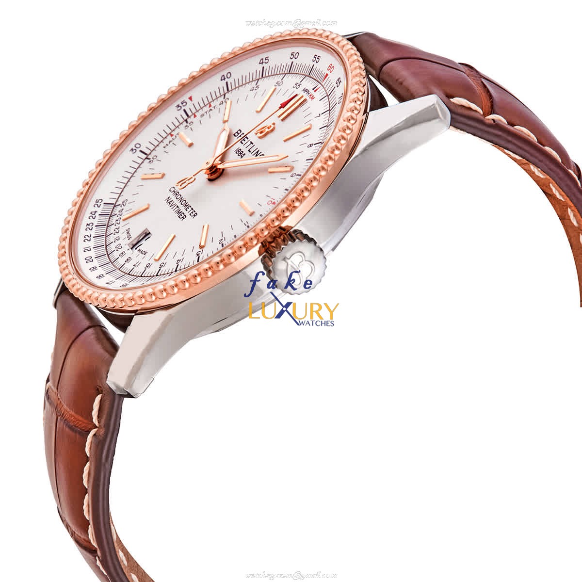 Breitling U17325211G1P2 Navitimer 1 Automatic Silver Dial 18kt Rose Gold Steel Replica Watch - Image 2