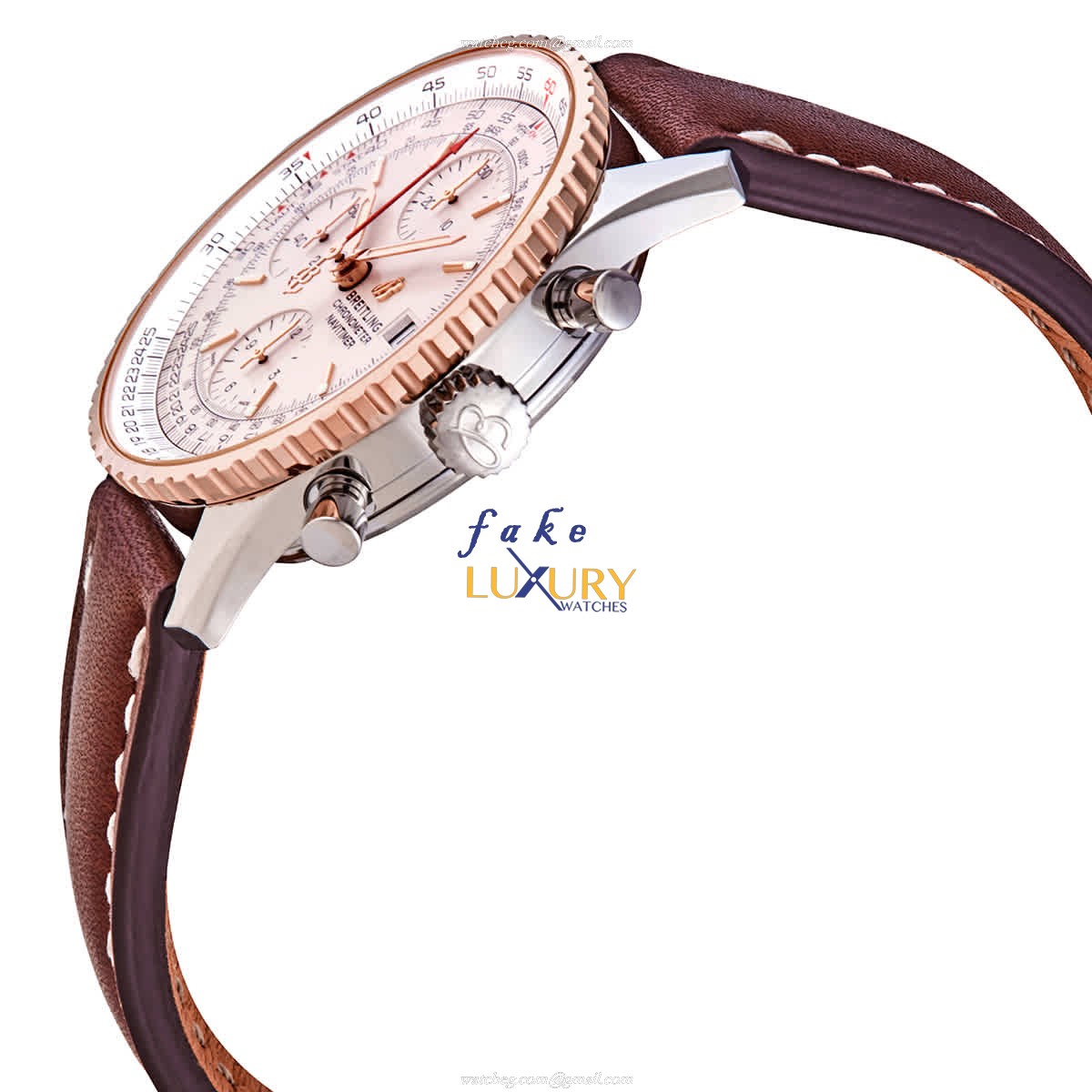 Breitling U13324211G1X1 - Replica Watch - Automatic - 41mm - 18kt Rose Gold & Steel - Silver Dial - Image 2