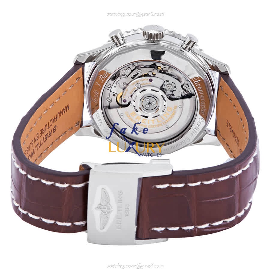 AB0121211G1P2 - Breitling Navitimer 1 Replica Watch - Automatic - Silver Dial - Brown Alligator - Image 3