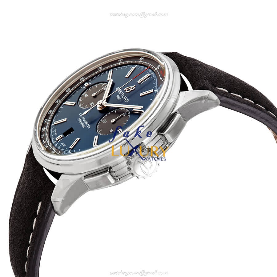 Breitling AB0118A61C1X2 Premier Automatic Blue Dial Stainless Steel Leather Replica Watch - Image 2