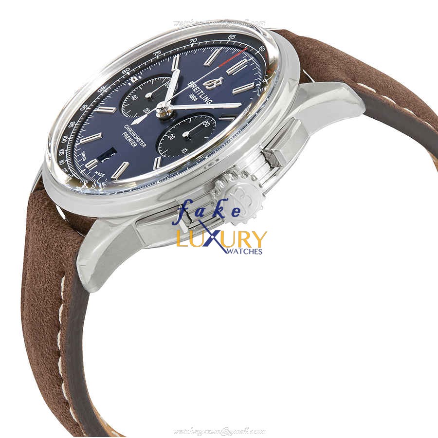 Breitling Premier AB0118221C1X2 - Replica Watch - Blue Dial - Automatic - Steel Case - Brown - Image 2