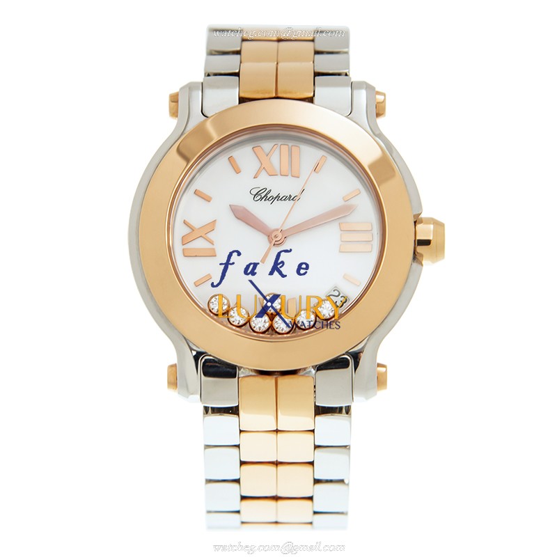 -278488-9001 - Chopard Happy Sport Quartz Replica Watch - 18kt Rose Gold & Steel Case - Image 2