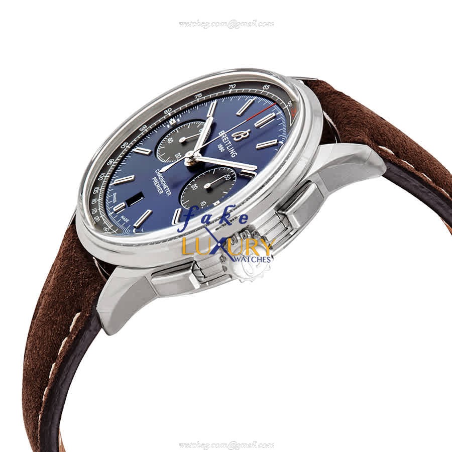 Breitling Premier AB0118A61C1X3 | Automatic | Blue Dial | Brown Leather | Steel | Replica Watch - Image 2