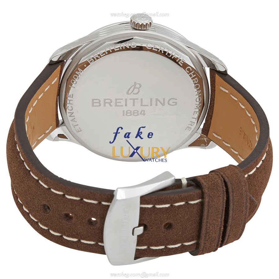 Breitling A37340351C1X2 Premier Replica Watch, Blue Dial, Steel Case, Automatic Movement, Brown - Image 3