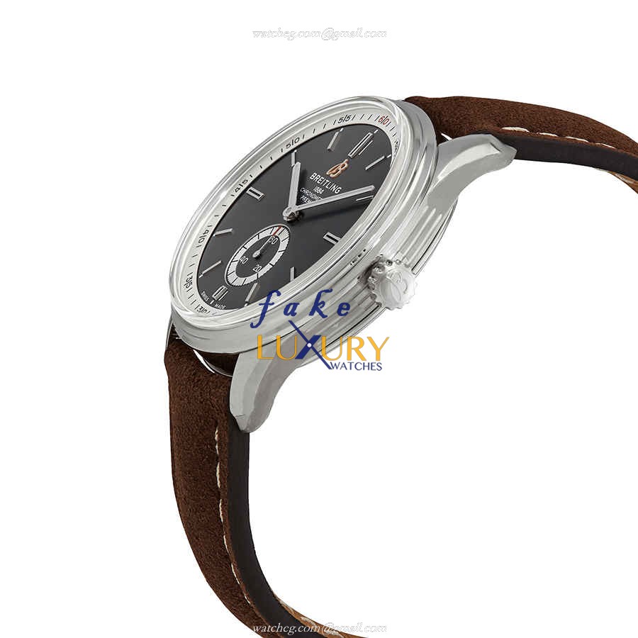 Breitling Premier A37340351B1X2 Automatic Gray Dial Brown Leather Replica Watch - Image 2