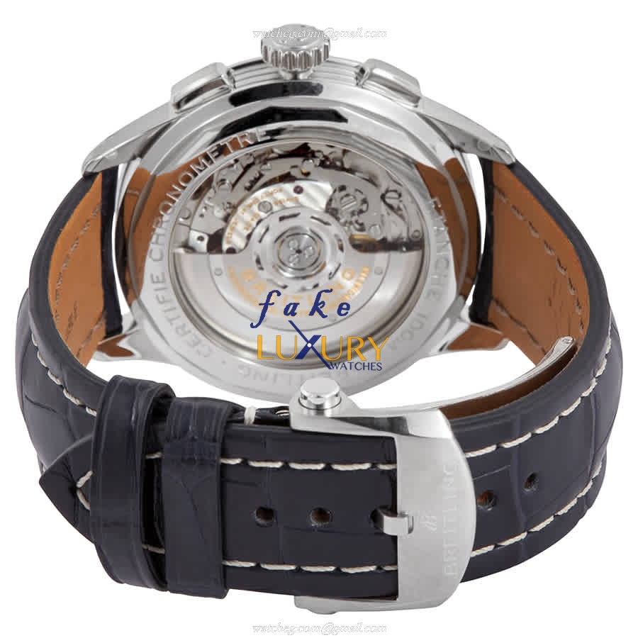 Breitling AB0118221C1P1 Premier Replica Watch, Blue Dial, Steel Case, Alligator Strap - Image 3