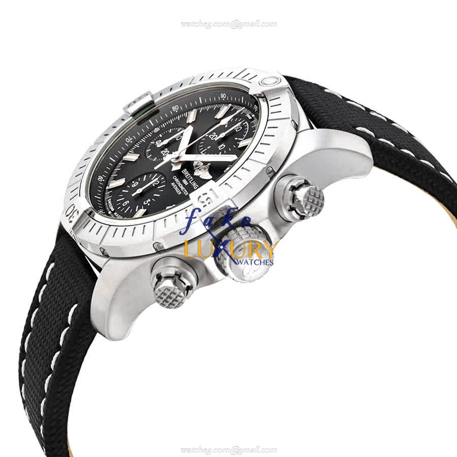 Breitling A13385101B1X1 Avenger II Automatic Steel Black Dial Leather Replica Watch - Image 2