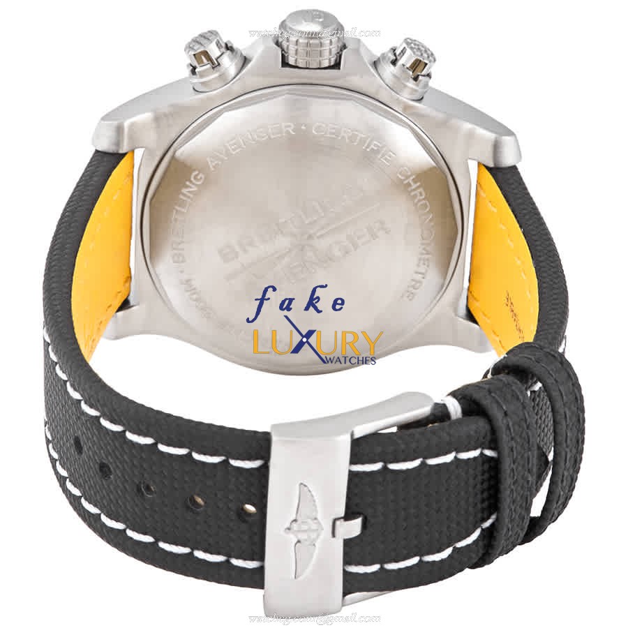 Breitling A13385101B1X1 Avenger II Automatic Steel Black Dial Leather Replica Watch - Image 3