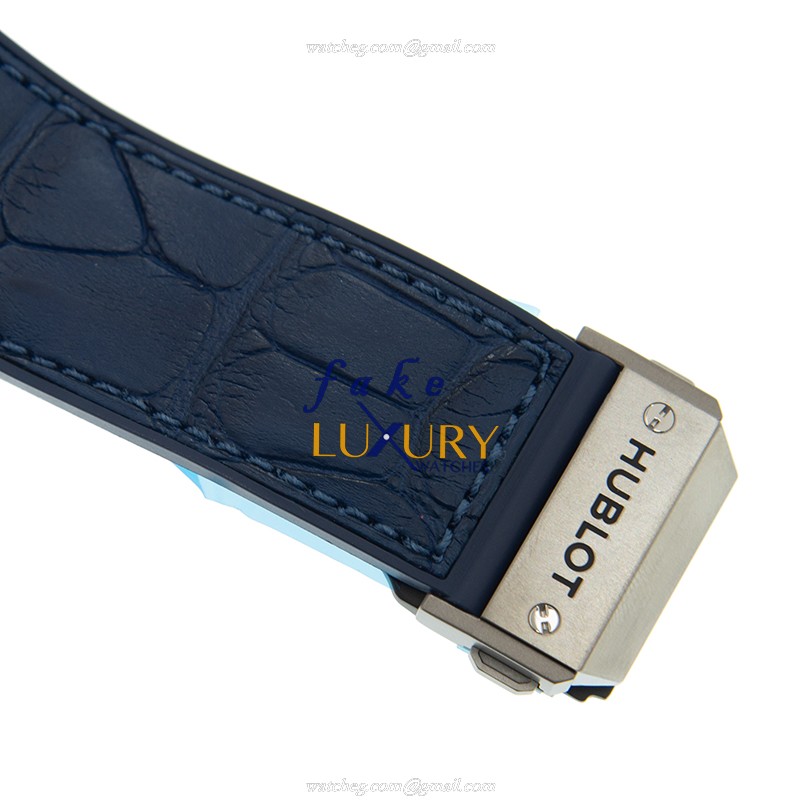Hublot 601.NX.7170.LR Automatic Titanium Replica Watch, Silver Dial, Blue Alligator Strap - Image 4