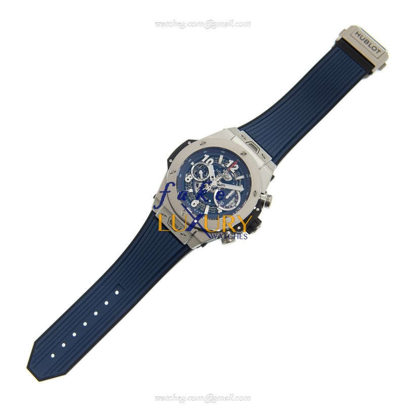Hublot 411.NX.5179.RX - BIG BANG Automatic Titanium Replica Watch - 45mm - Blue Dial & Blue Rubber - Image 2