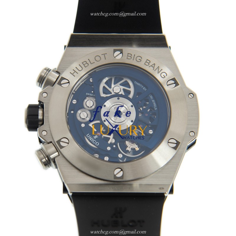 Hublot 411.NX.5179.RX - BIG BANG Automatic Titanium Replica Watch - 45mm - Blue Dial & Blue Rubber - Image 3