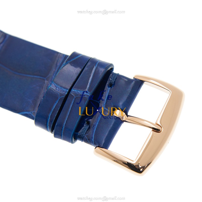 Franck Muller 3002 M QZ V BU 5N Galet Quartz 34mm 18kt Rose Gold Silver Dial Blue Leather Replica - Image 4