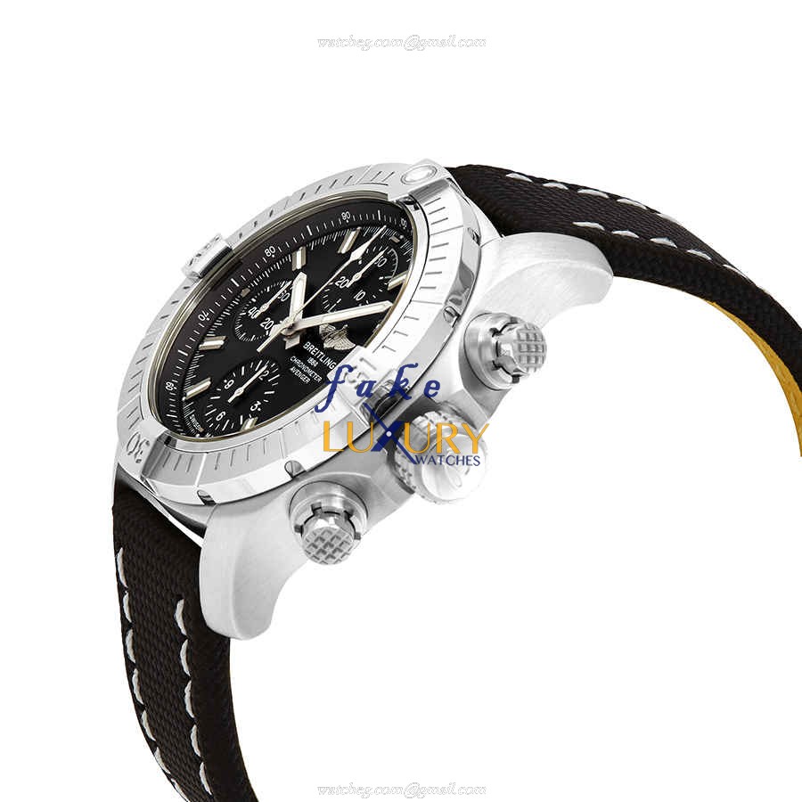 Breitling A13385101B1X2 Avenger II Replica Watch, Automatic, Black Dial, Steel Case, Canvas Strap - Image 2