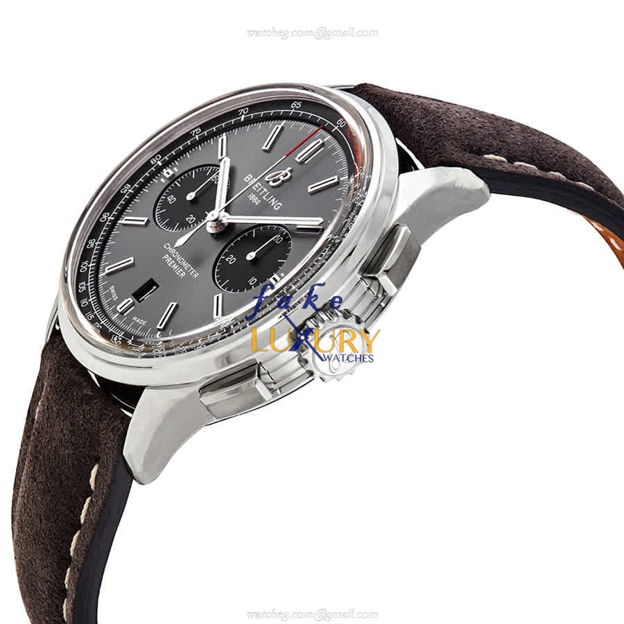 Breitling AB0118221B1X1 Premier Automatic Black Dial Leather Strap Replica Watch - Image 2