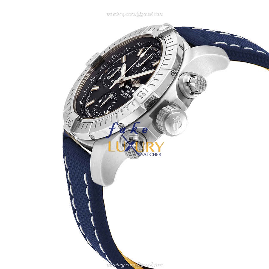 Breitling A13385101C1X2 Avenger II Replica Watch, Blue Dial, Steel Case, Canvas Strap - Image 2