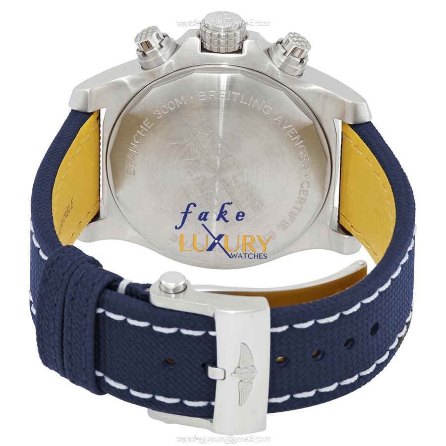 Breitling A13385101C1X2 Avenger II Replica Watch, Blue Dial, Steel Case, Canvas Strap - Image 3