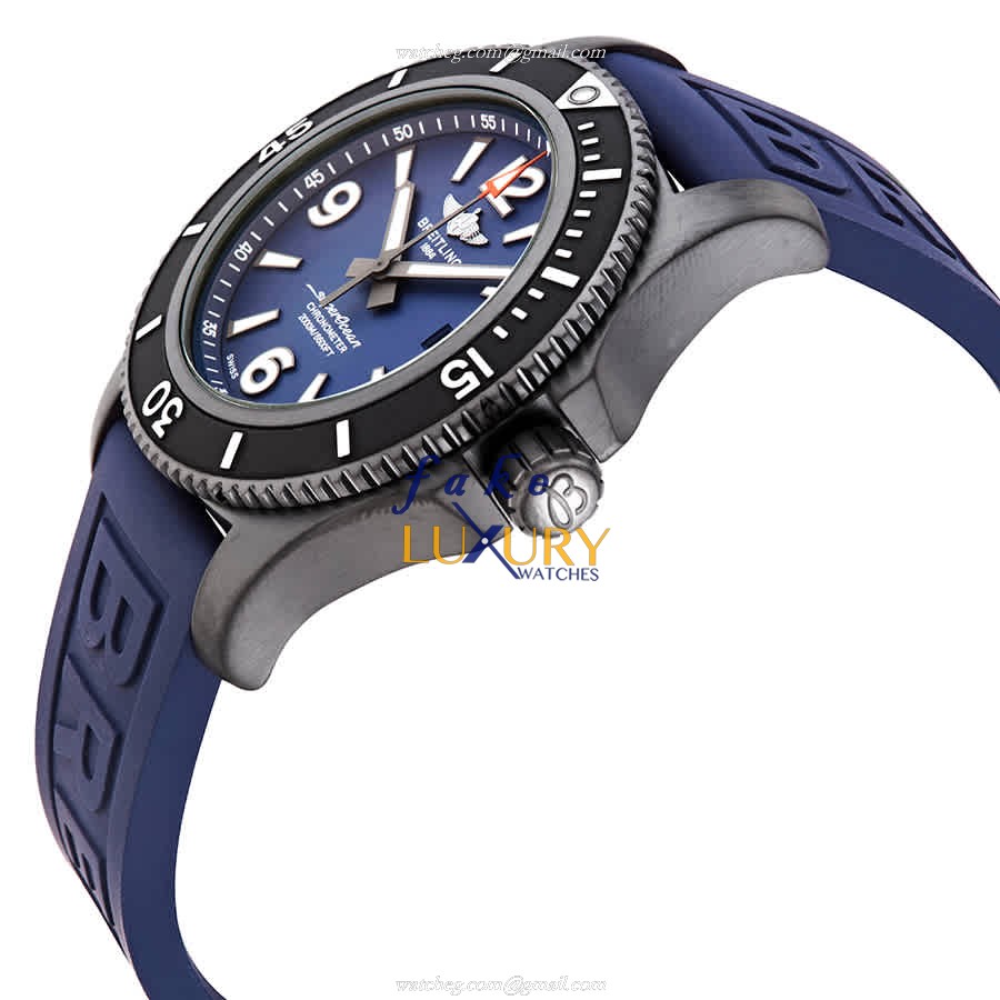 Breitling M17368D71C1S2 Superocean Replica Watch, Blue Dial, Steel Case, Rubber Strap - Image 2