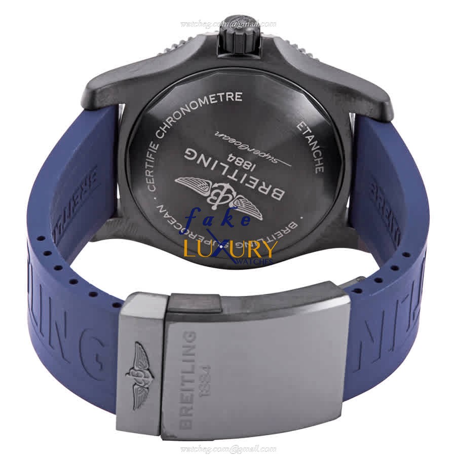 Breitling M17368D71C1S2 Superocean Replica Watch, Blue Dial, Steel Case, Rubber Strap - Image 3