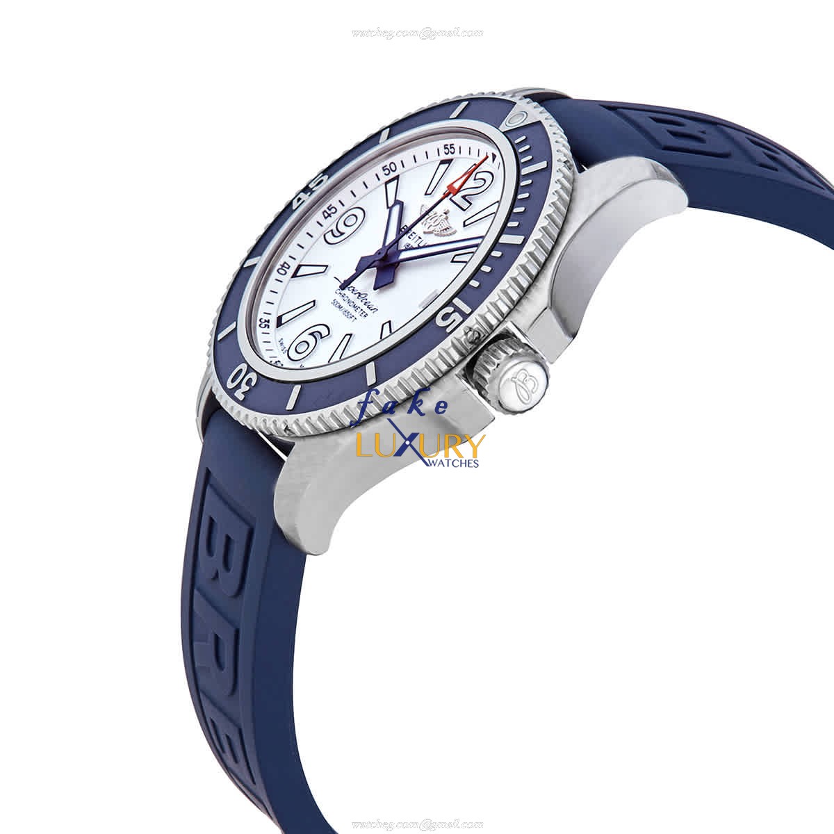 Breitling A17366D81A1S2 Superocean Replica Watch, White Dial, Steel Case, Blue Rubber Strap - Image 2