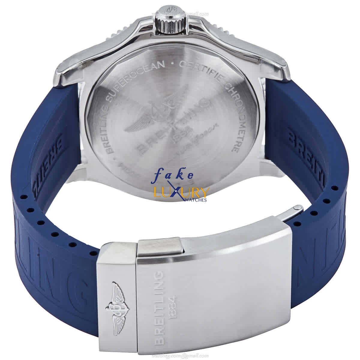 Breitling A17366D81A1S2 Superocean Replica Watch, White Dial, Steel Case, Blue Rubber Strap - Image 3
