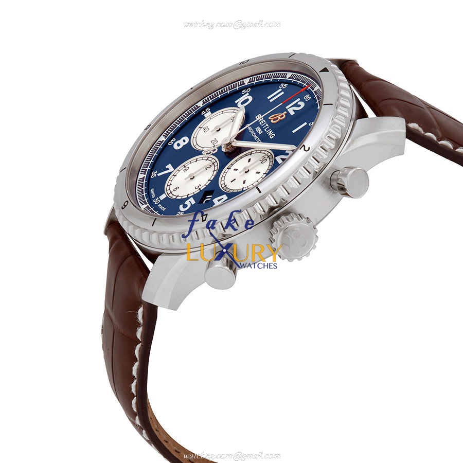 Breitling AVIATOR 8 Automatic Stainless Steel Blue Dial AB0119131C1P2 Brown Alligator Strap Replica - Image 2
