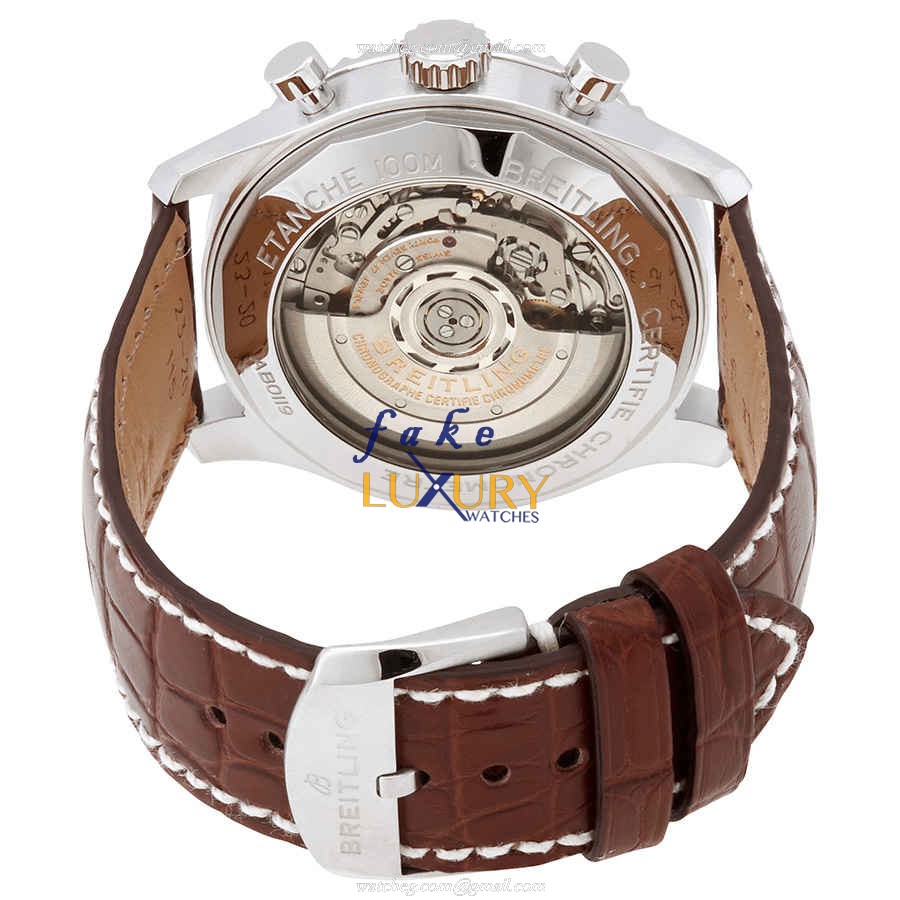 Breitling AVIATOR 8 Automatic Stainless Steel Blue Dial AB0119131C1P2 Brown Alligator Strap Replica - Image 3