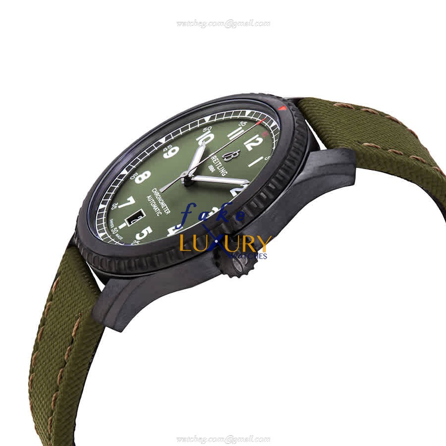 Breitling M173152A1L1X1 Replica Watch Aviator 8 Automatic Green Dial Stainless Steel Canvas Strap - Image 2