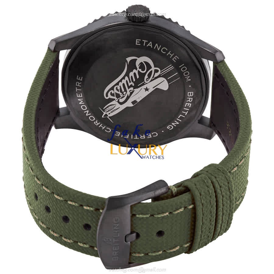 Breitling M173152A1L1X1 Replica Watch Aviator 8 Automatic Green Dial Stainless Steel Canvas Strap - Image 3