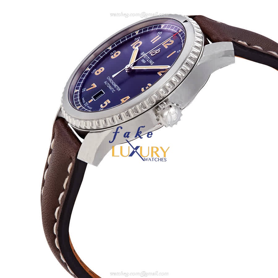 Breitling A17315101C1X1 Aviator 8 Replica Watch, Blue Dial, Leather Strap, Automatic - Image 2