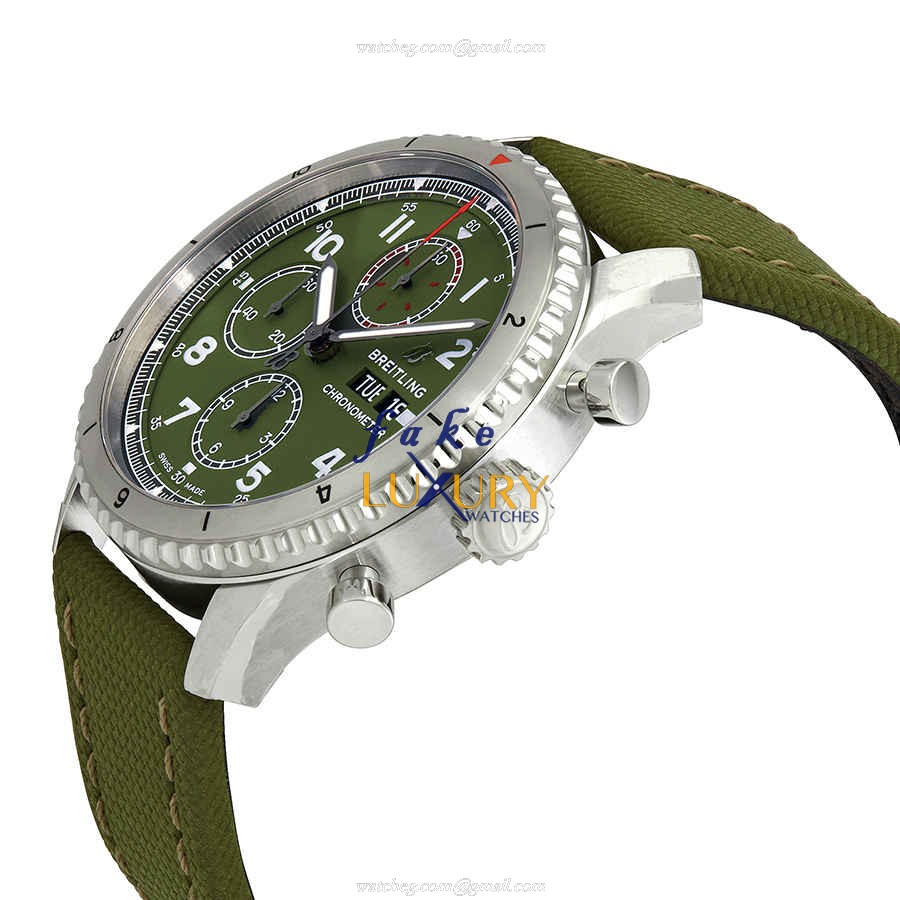 Breitling A133161A1L1X2 Replica Watch, Green Dial, Steel Case, Automatic Movement, Canvas Strap - Image 2