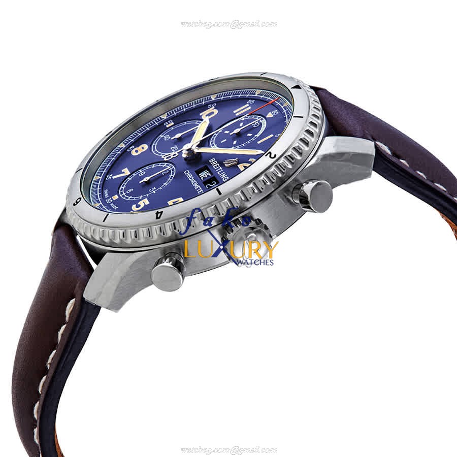 Breitling A13316101C1X4 Replica Watch With Automatic Movement, Blue Dial, Brown Cowhide Strap - Image 2