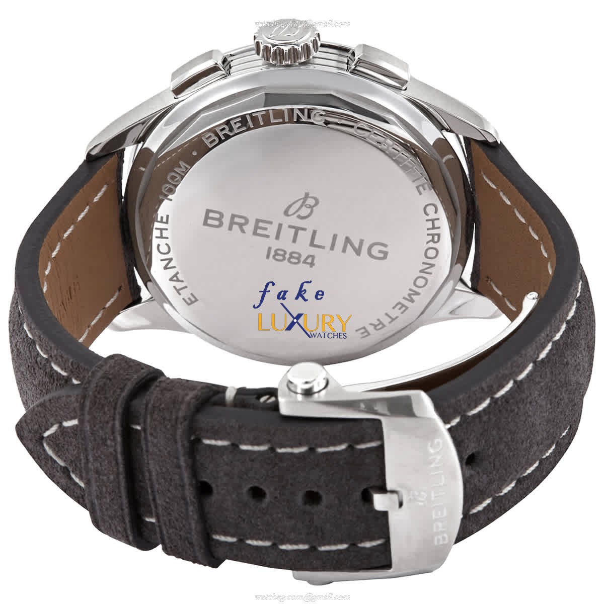 Breitling A13315351B1X1 Premier Replica Watch, Black Dial, Steel Case, Grey Leather Strap - Image 3