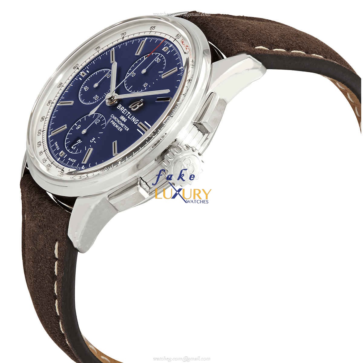 Breitling A13315351C1X1 Premier Automatic Stainless Steel Blue Dial Leather Strap Replica Watch - Image 2