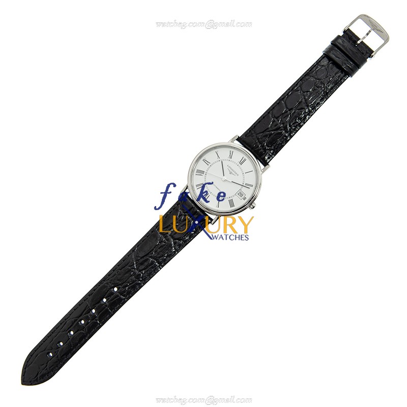 Longines Presence L4.821.4.11.2 Automatic Stainless Steel White Dial Alligator Strap Replica Watch - Image 2