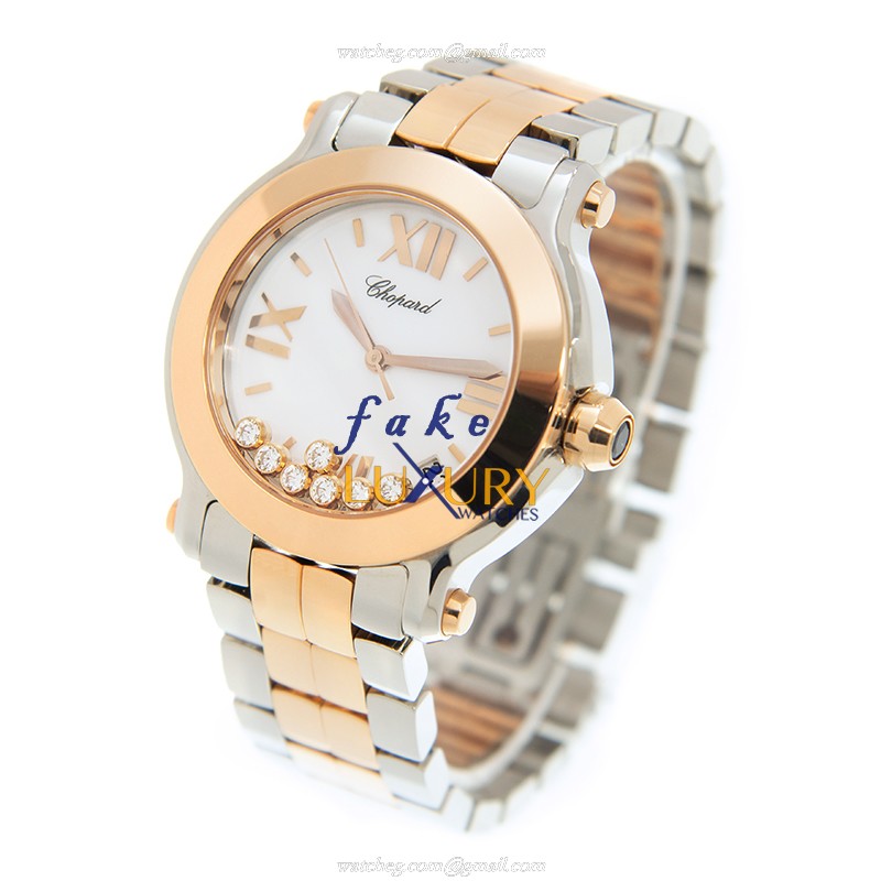 -278488-9001 - Chopard Happy Sport Quartz Replica Watch - 18kt Rose Gold & Steel Case - Image 3