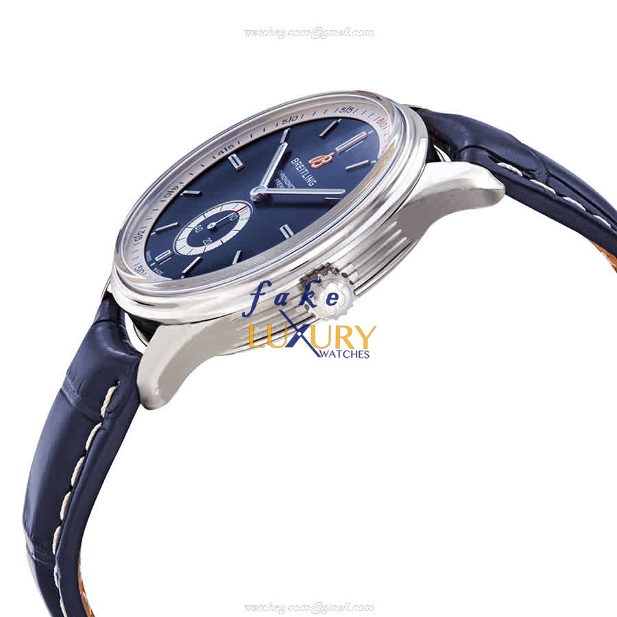 Breitling Premier A37340351C1P1 Automatic Replica Watch, Blue Dial, Alligator Strap - Image 2