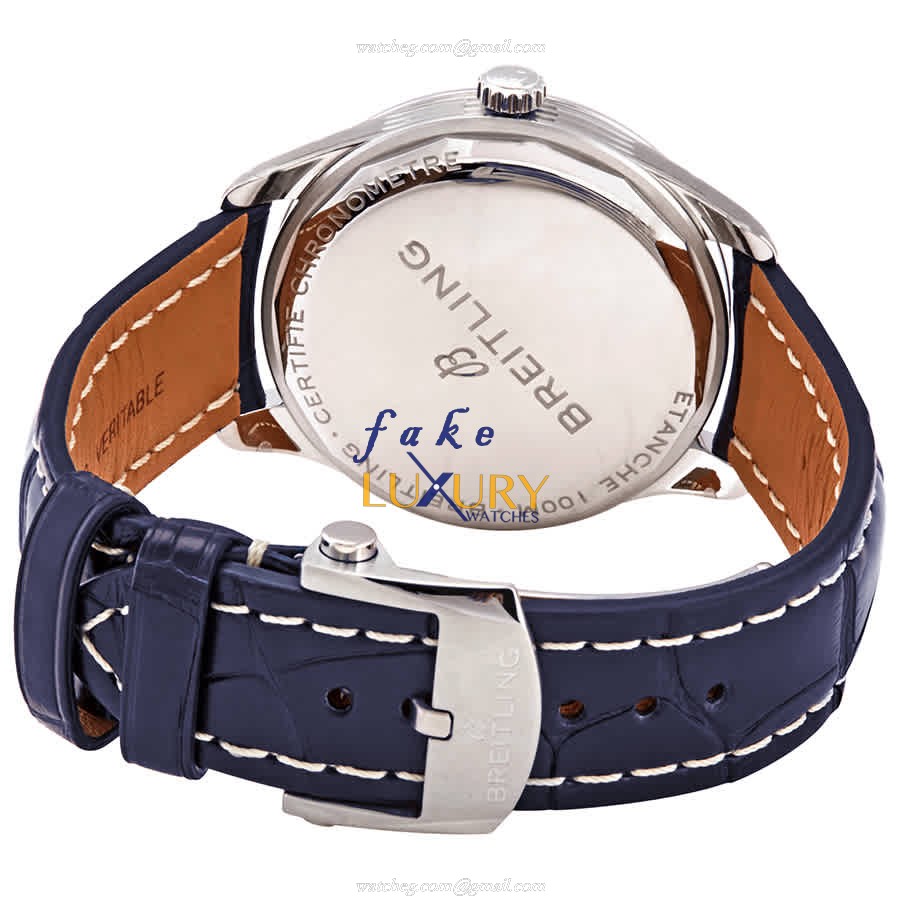Breitling Premier A37340351C1P1 Automatic Replica Watch, Blue Dial, Alligator Strap - Image 3