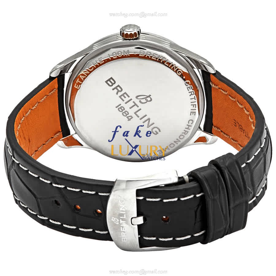 Breitling Premier A37340351G1P2 Replica Watch, Automatic, Silver Dial, Steel Case, Black Alligator - Image 3