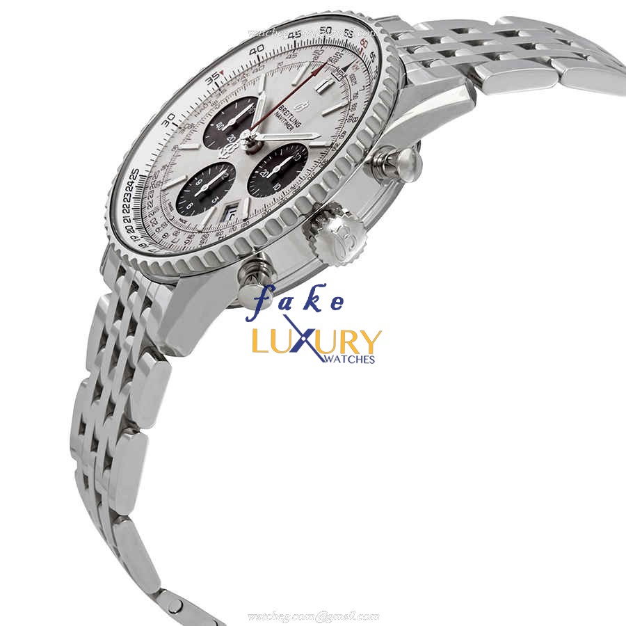 AB0121211G1A1 - Breitling Navitimer 1 Replica Watch with Blue Dial on Silver Steel - Image 2