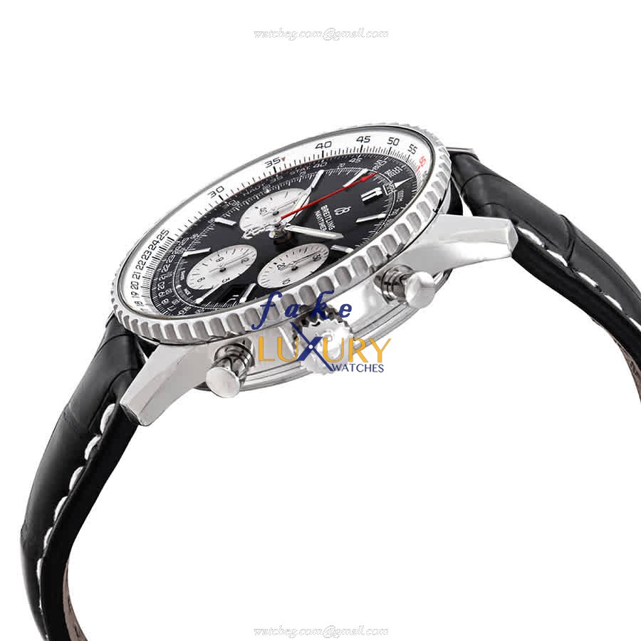 Breitling AB0121211B1P1 Navitimer 1 Replica Watch, Black Dial, Steel Case, Yellow Alligator Strap - Image 2